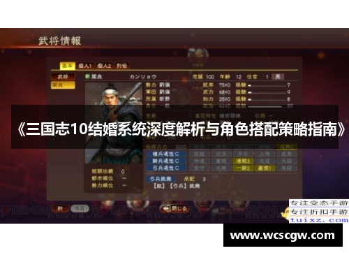 《三国志10结婚系统深度解析与角色搭配策略指南》